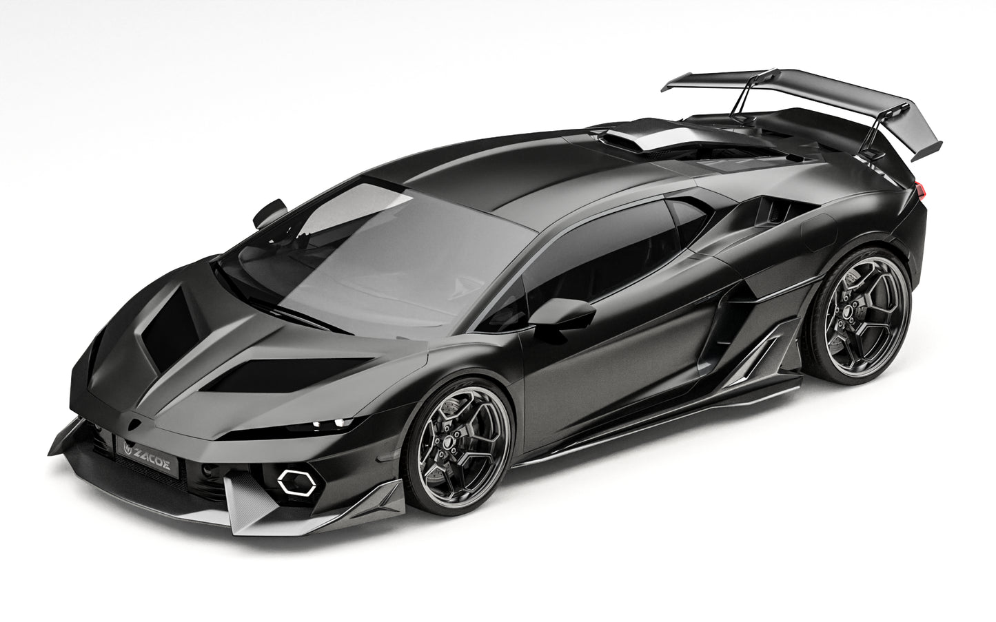 ZACOE Lamborghini Temerario carbon fiber body kit front three quarter view