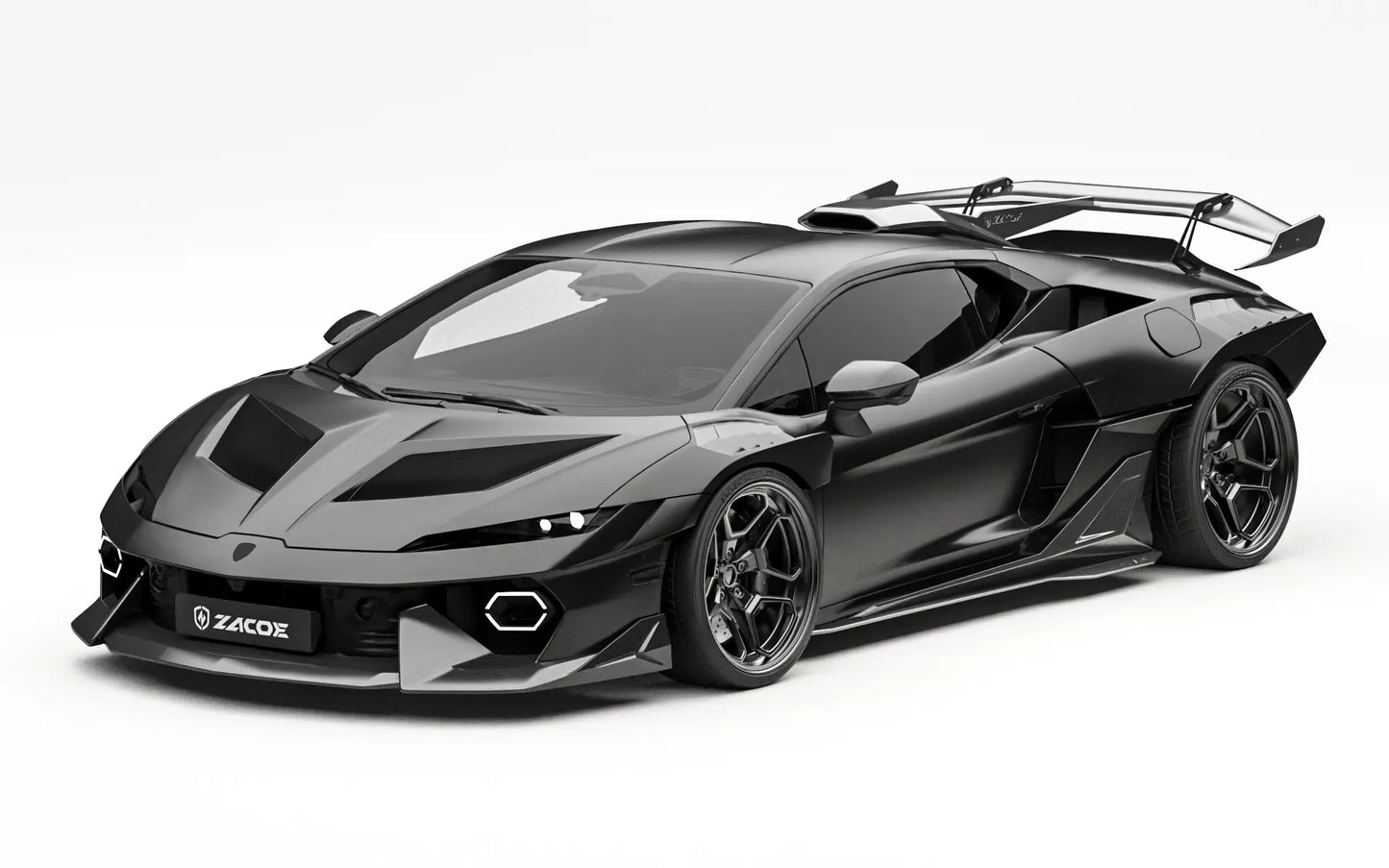 ZACOE Lamborghini Temerario widebody carbon fiber kit front three quarter view