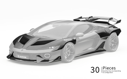 ZACOE Lamborghini Temerario widebody carbon fiber kit front three quarter view