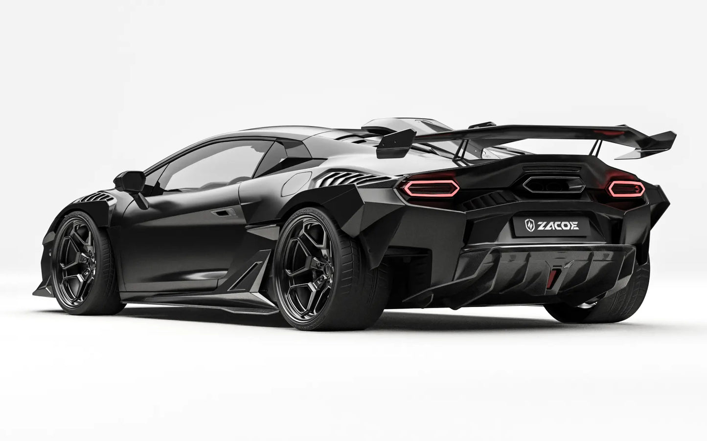 ZACOE Lamborghini Temerario widebody carbon fiber kit rear three quarter view