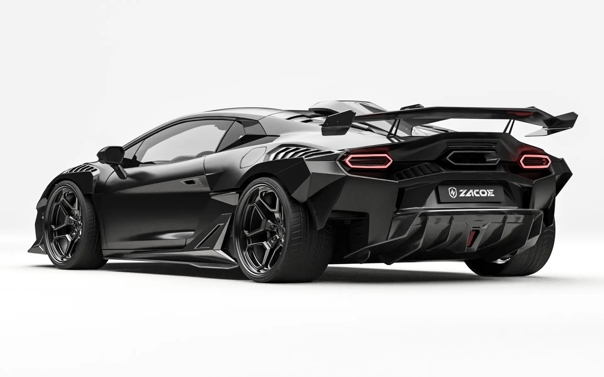 ZACOE Lamborghini Temerario widebody carbon fiber kit rear three quarter view