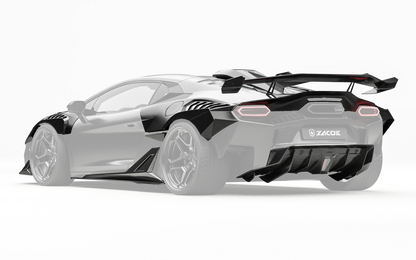 ZACOE Lamborghini Temerario widebody carbon fiber kit rear three quarter view