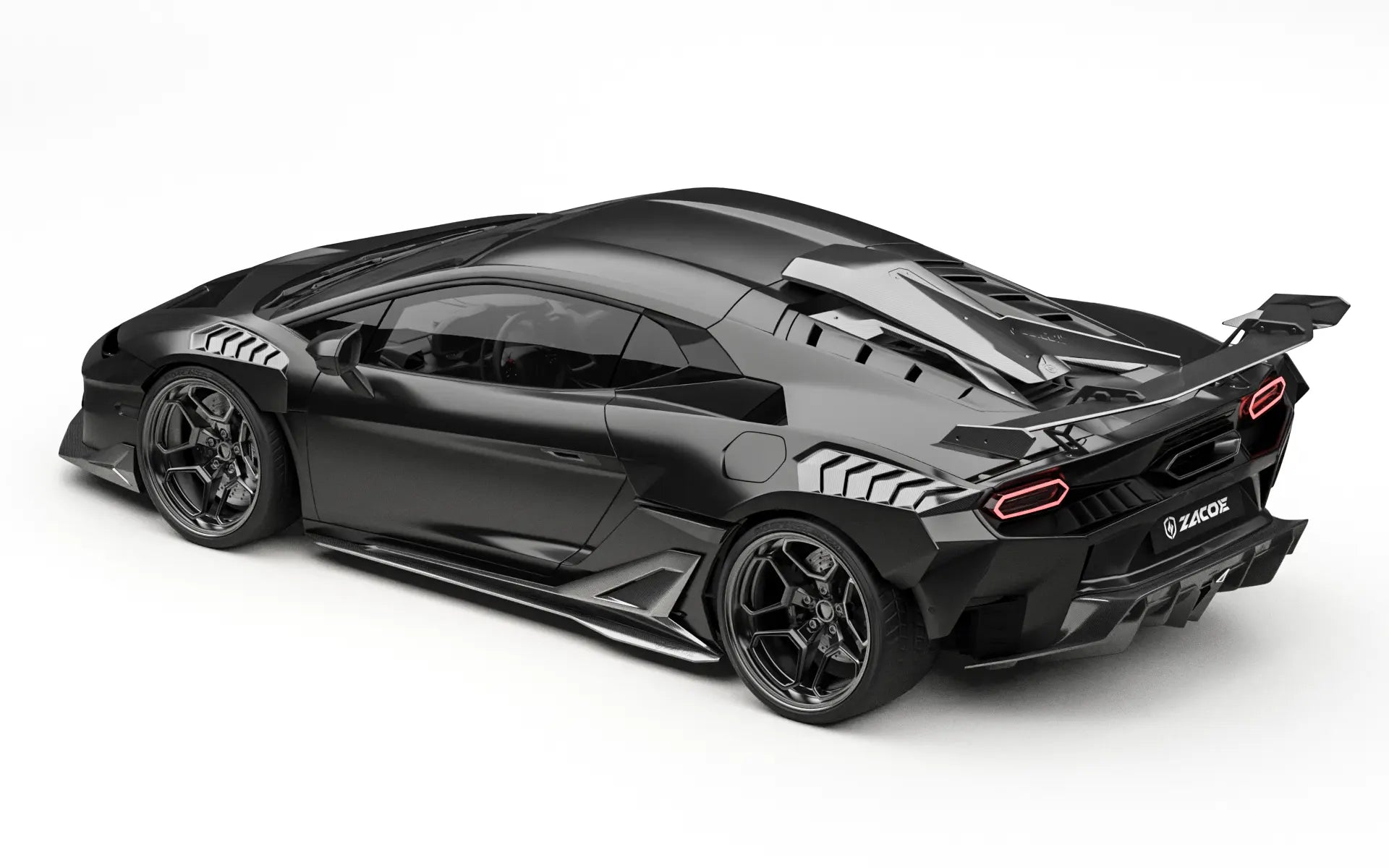 ZACOE Lamborghini Temerario widebody carbon fiber kit rear three quarter view