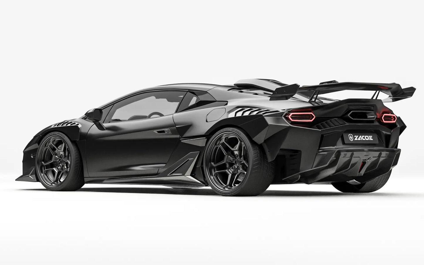 ZACOE Lamborghini Temerario widebody carbon fiber kit rear three quarter view