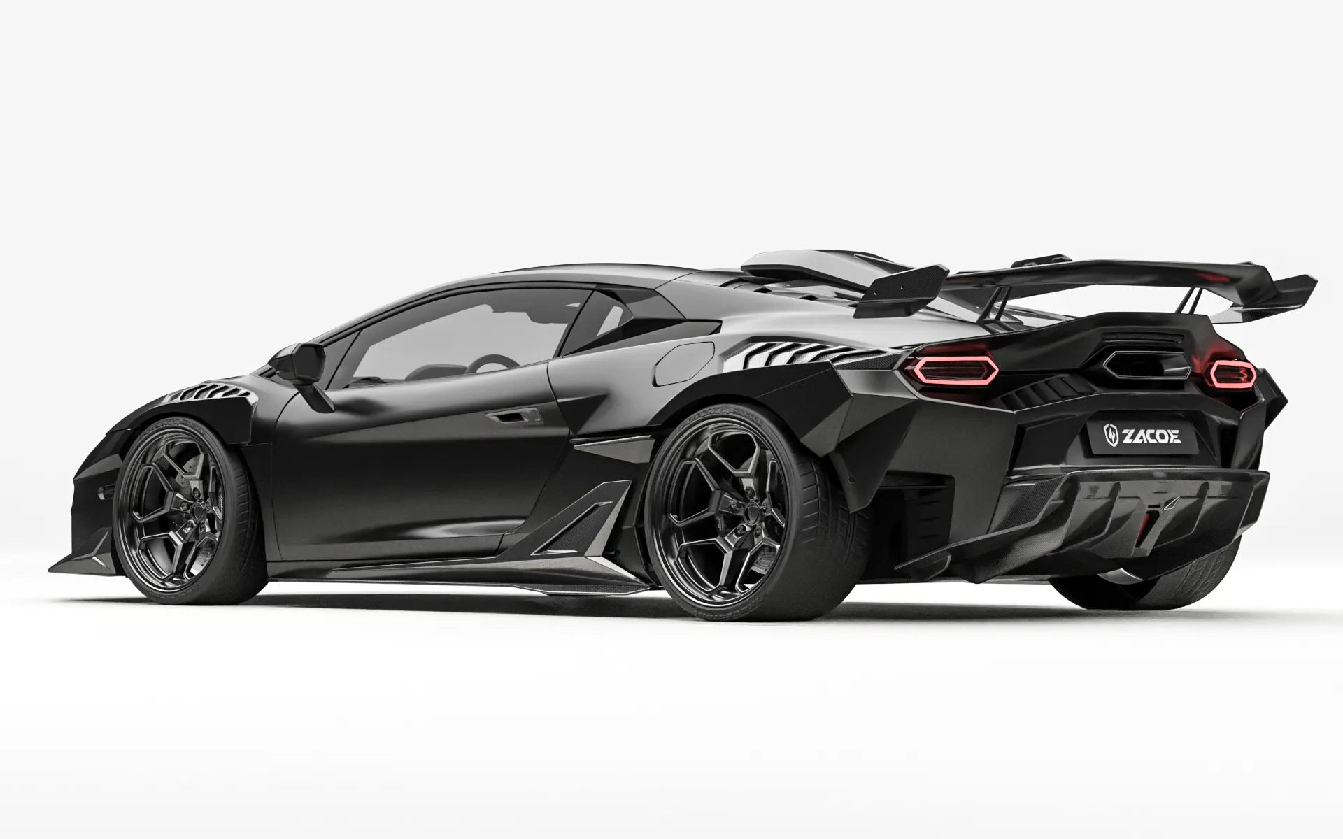 ZACOE Lamborghini Temerario widebody carbon fiber kit rear three quarter view