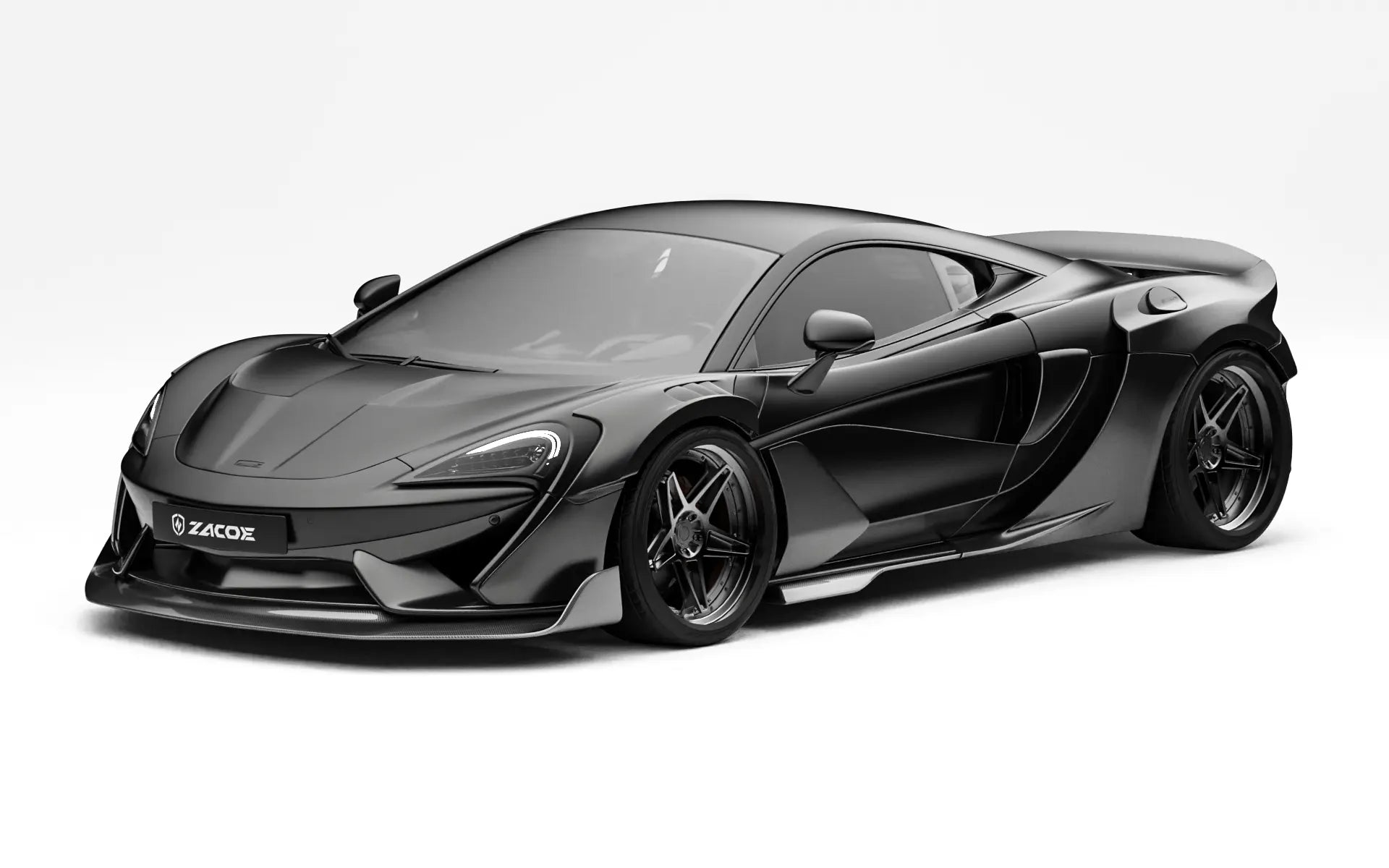 ZACOE McLaren 570S widebody carbon aero kit after front three quarter view