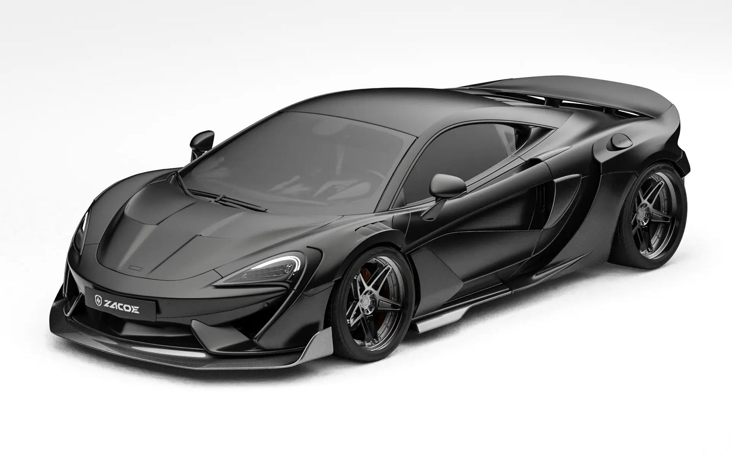 ZACOE McLaren 570S widebody carbon aero kit front three quarter view