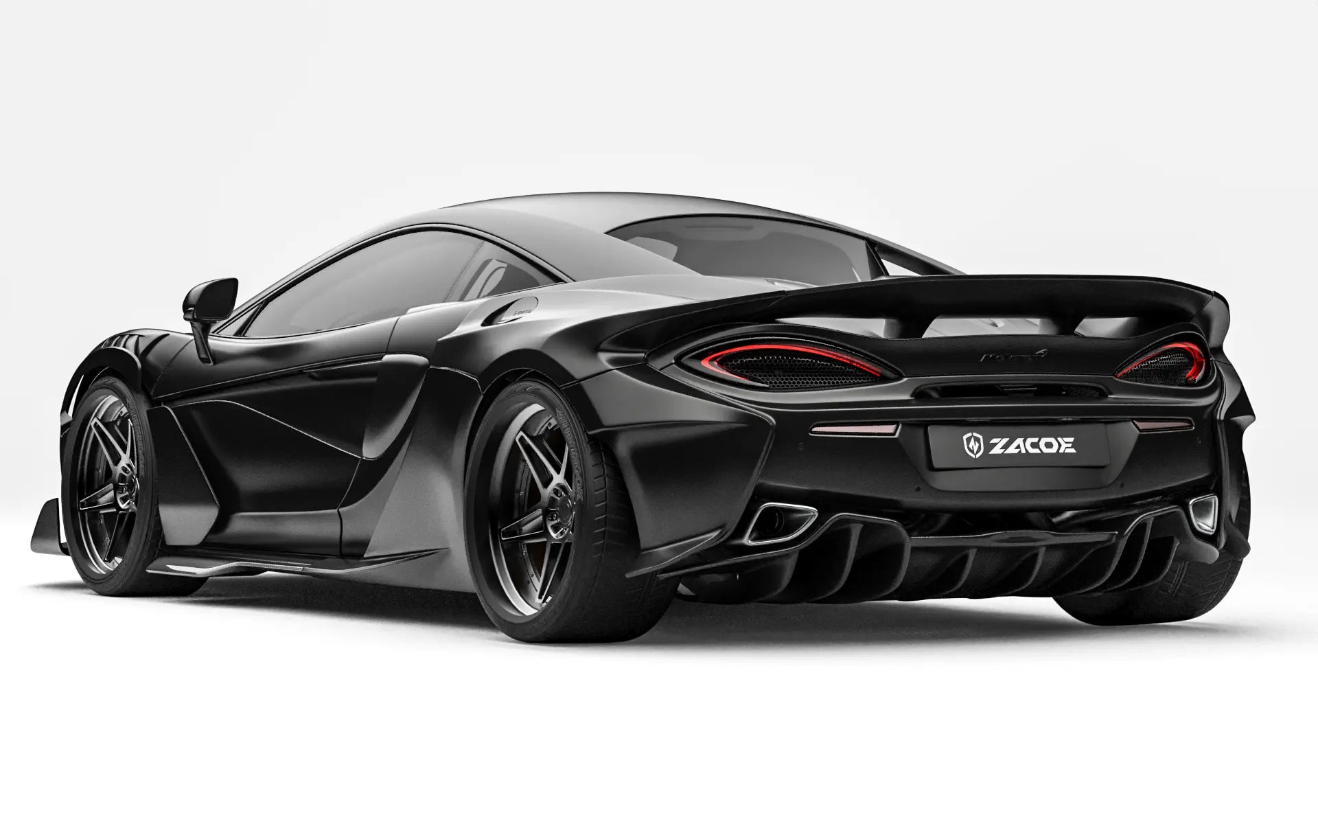 ZACOE McLaren 570S widebody carbon aero kit rear three quarter view