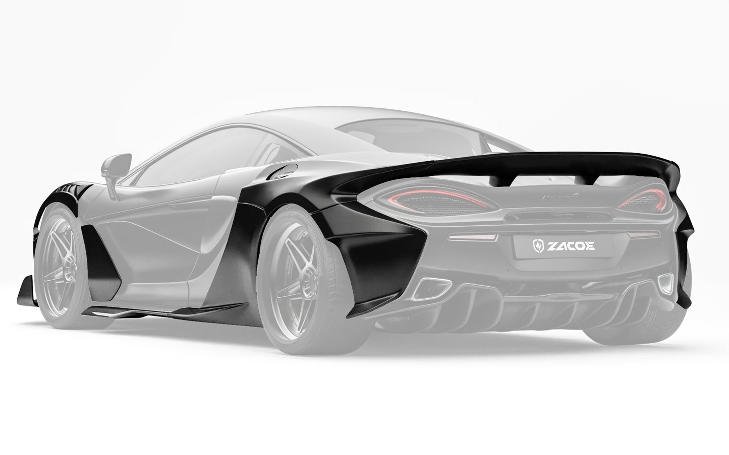 ZACOE McLaren 570S widebody carbon aero kit rear three quarter view