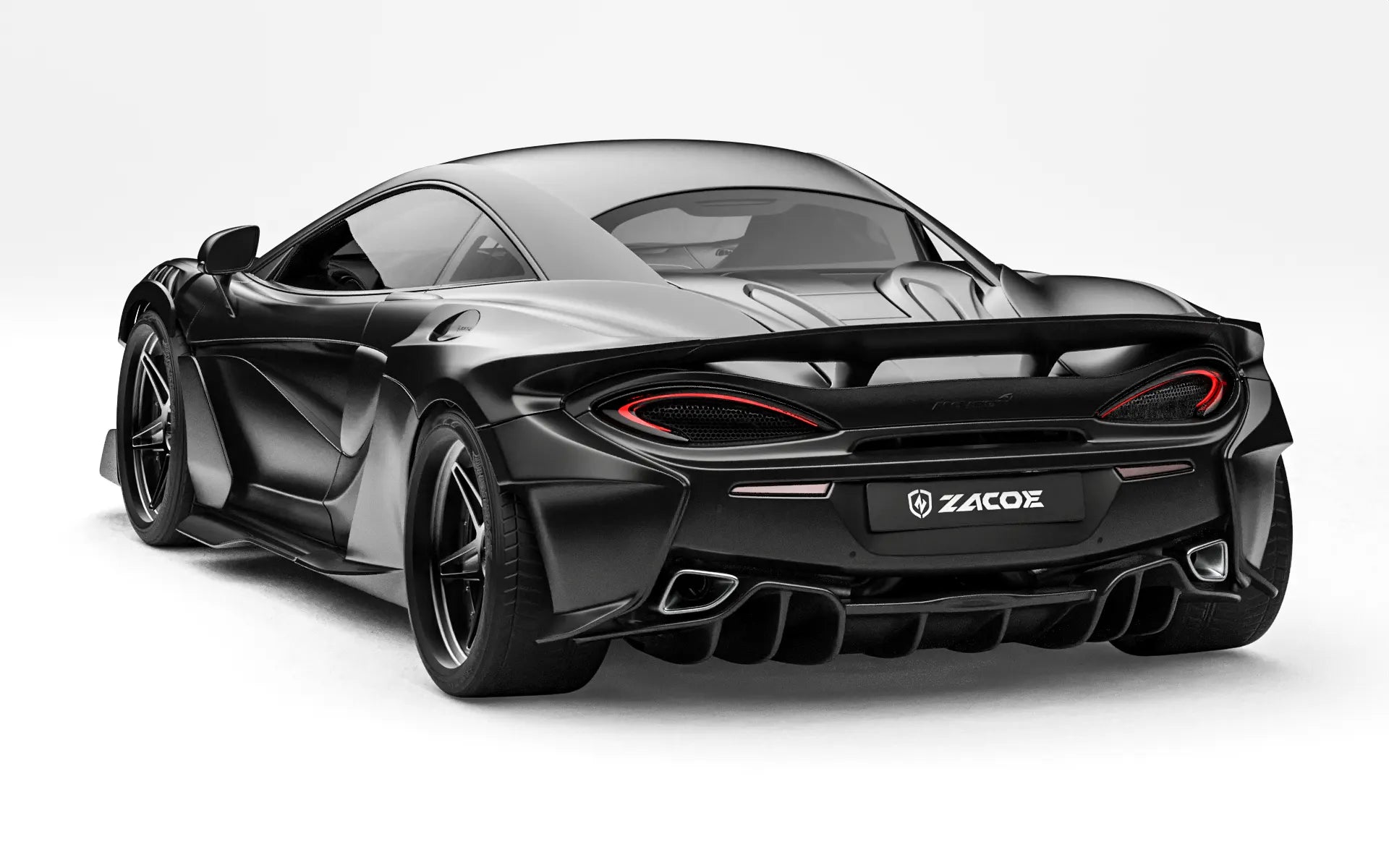 ZACOE McLaren 570S widebody carbon aero kit rear three quarter view