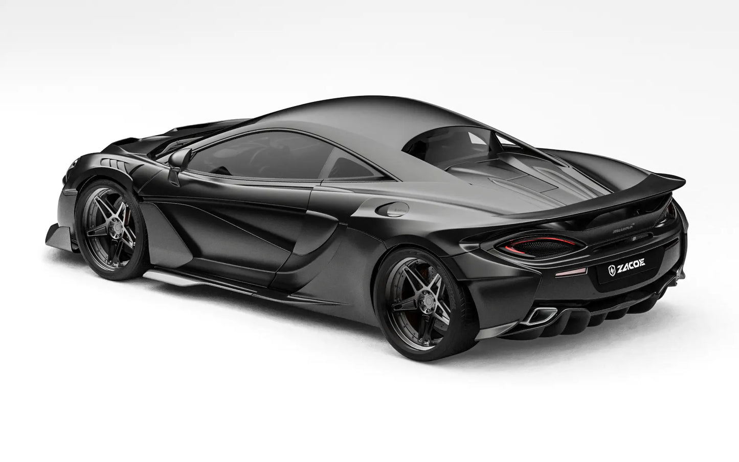 ZACOE McLaren 570S widebody carbon aero kit rear three quarter view