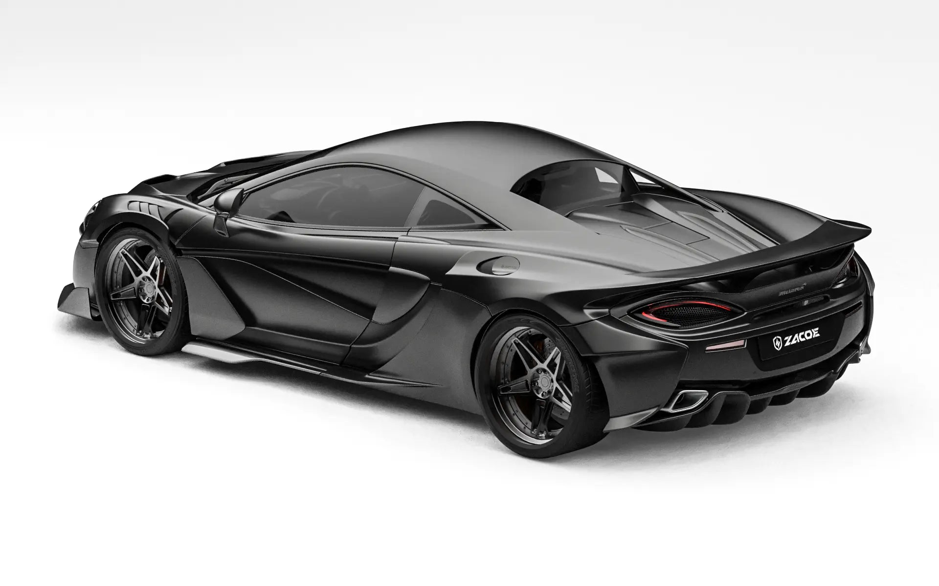 ZACOE McLaren 570S widebody carbon aero kit rear three quarter view
