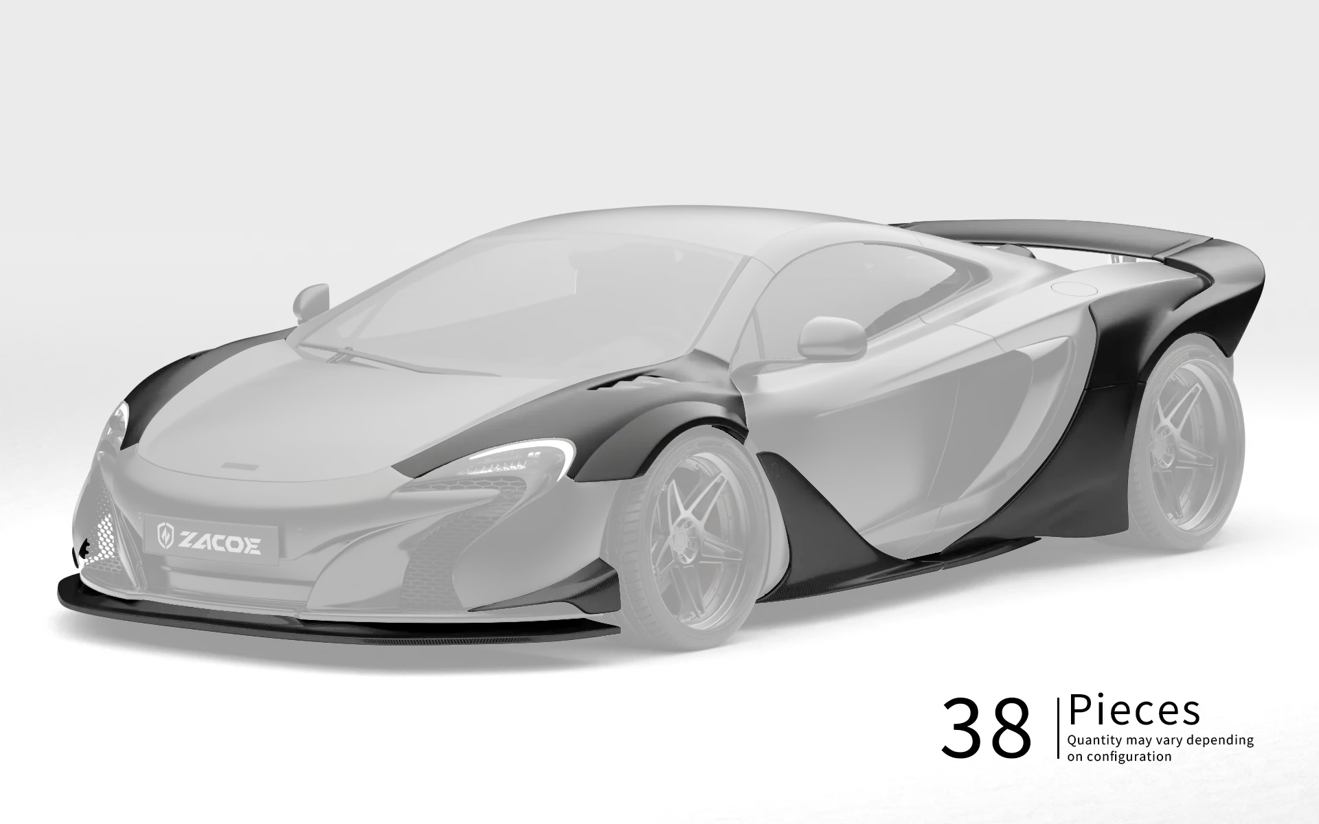 ZACOE McLaren 650S widebody carbon aero kit front three quarter view