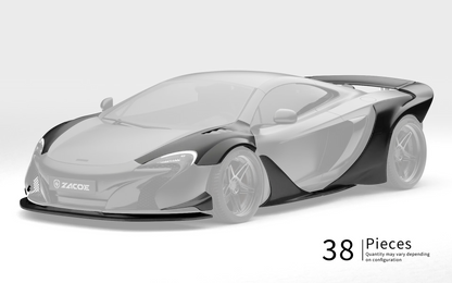 ZACOE McLaren 650S widebody carbon aero kit front three quarter view