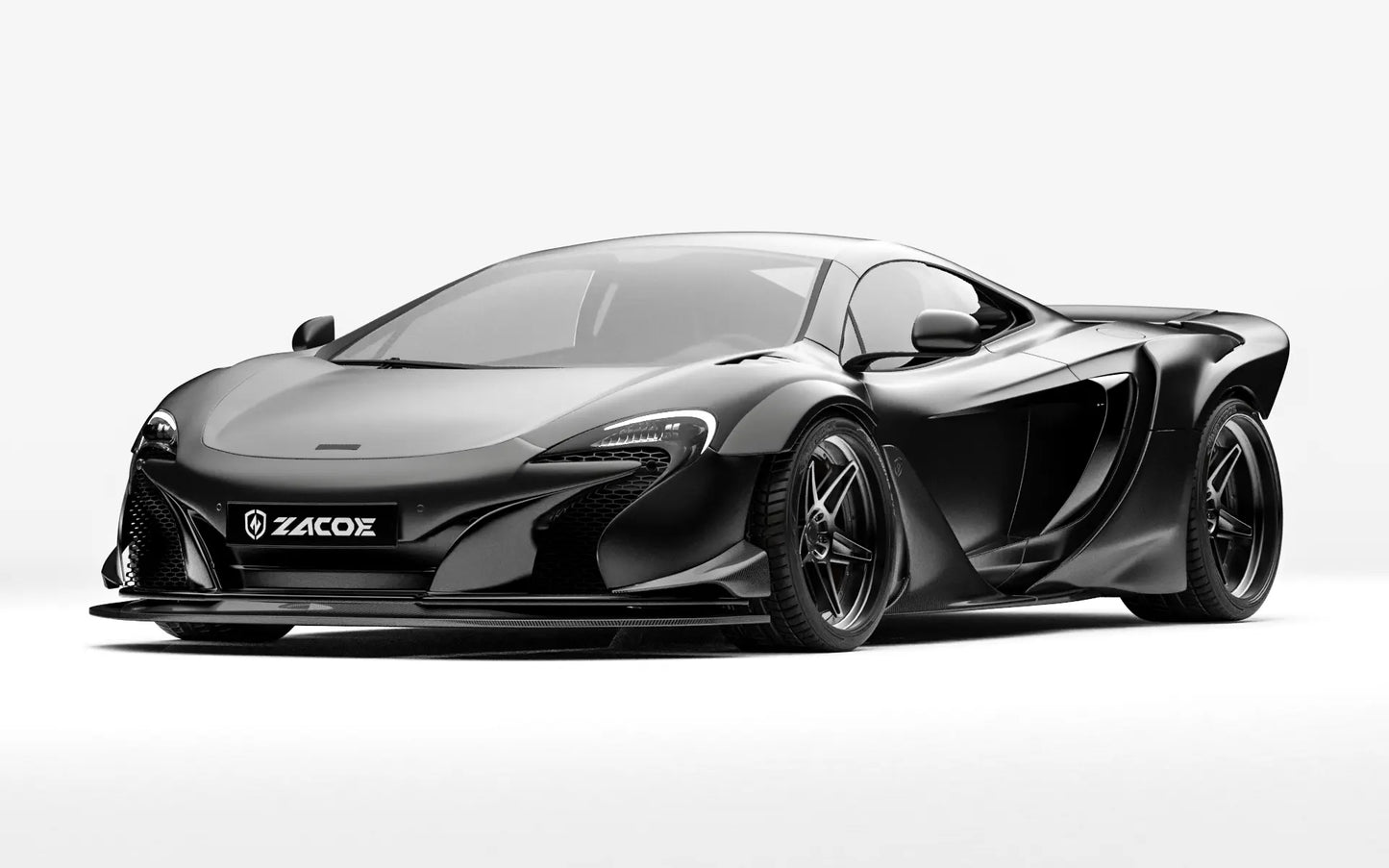 ZACOE McLaren 650S widebody carbon aero kit front 45 degree view