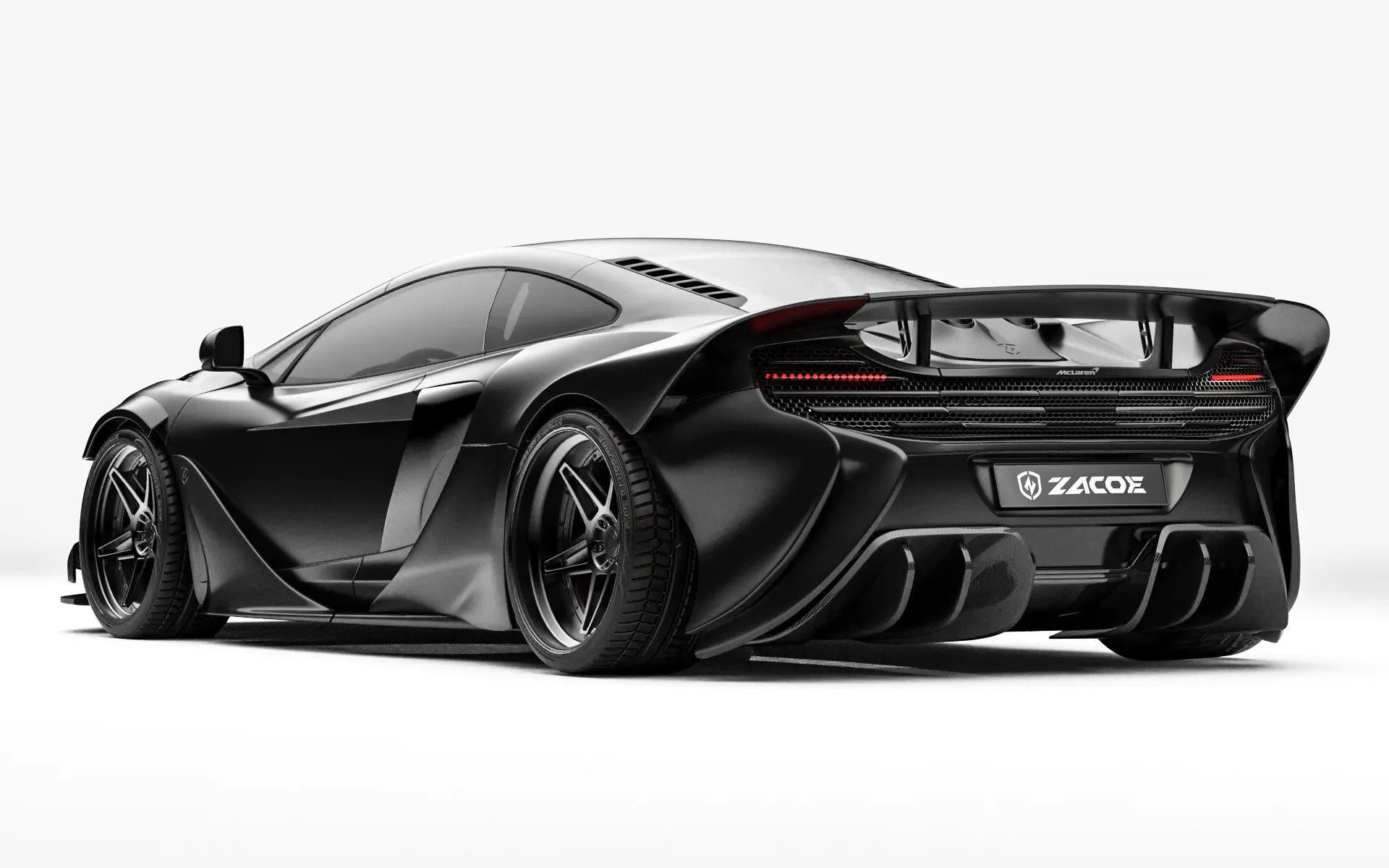 ZACOE McLaren 650S widebody carbon aero kit rear three quarter view