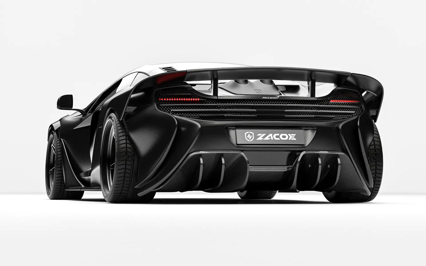 ZACOE McLaren 650S widebody carbon aero kit rear three quarter view