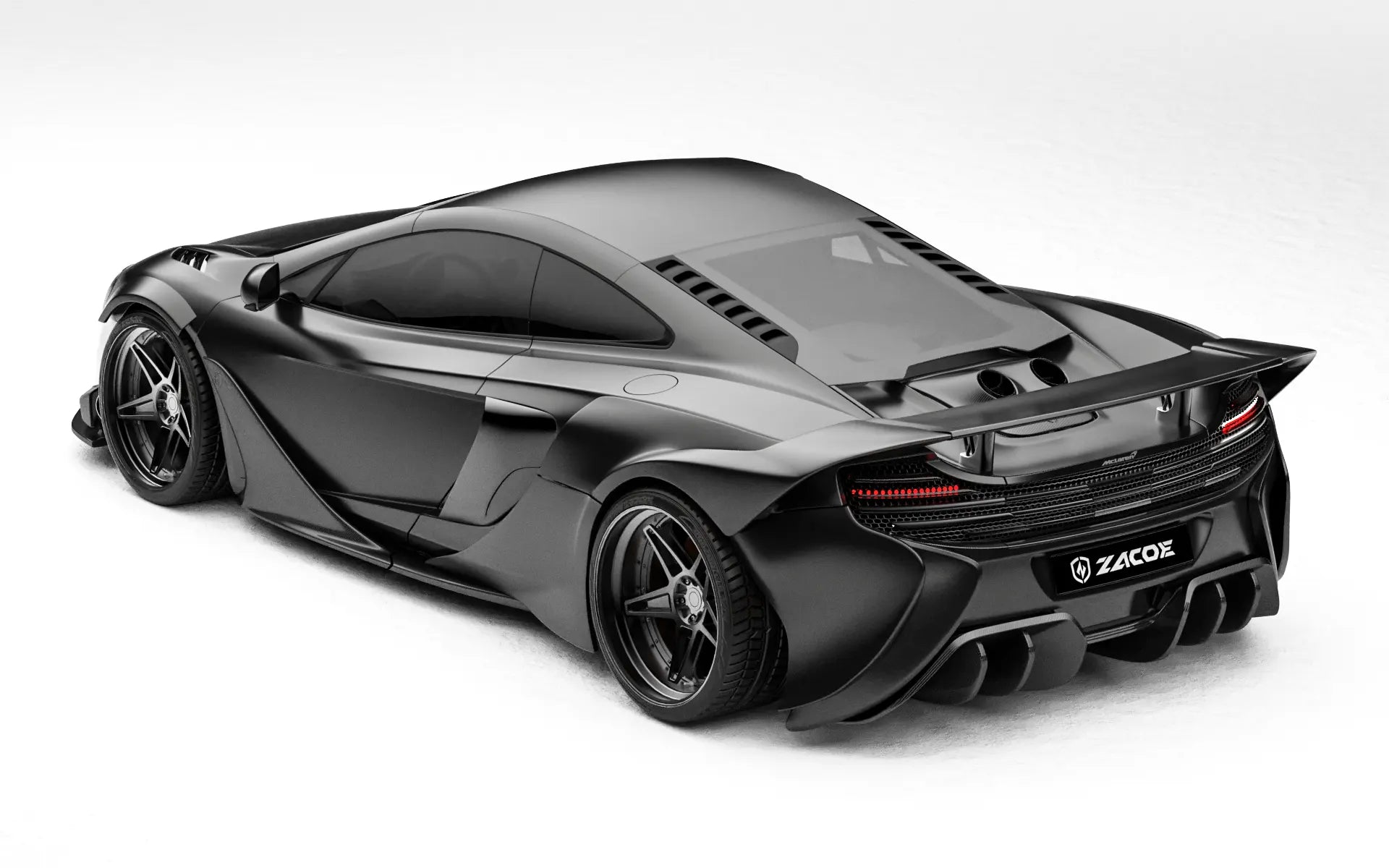 ZACOE McLaren 650S widebody carbon aero kit rear three quarter view