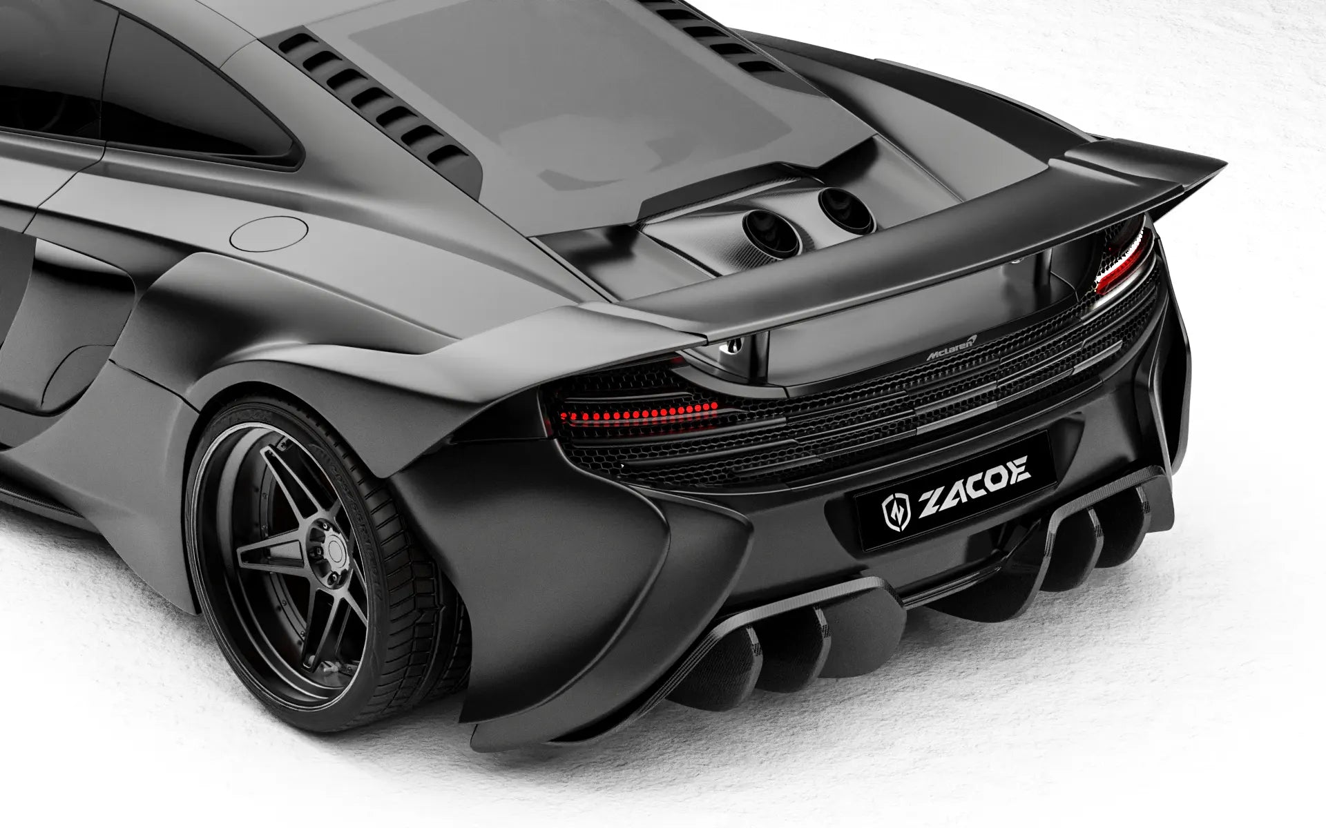 ZACOE McLaren 650S carbon fiber rear diffuser detail