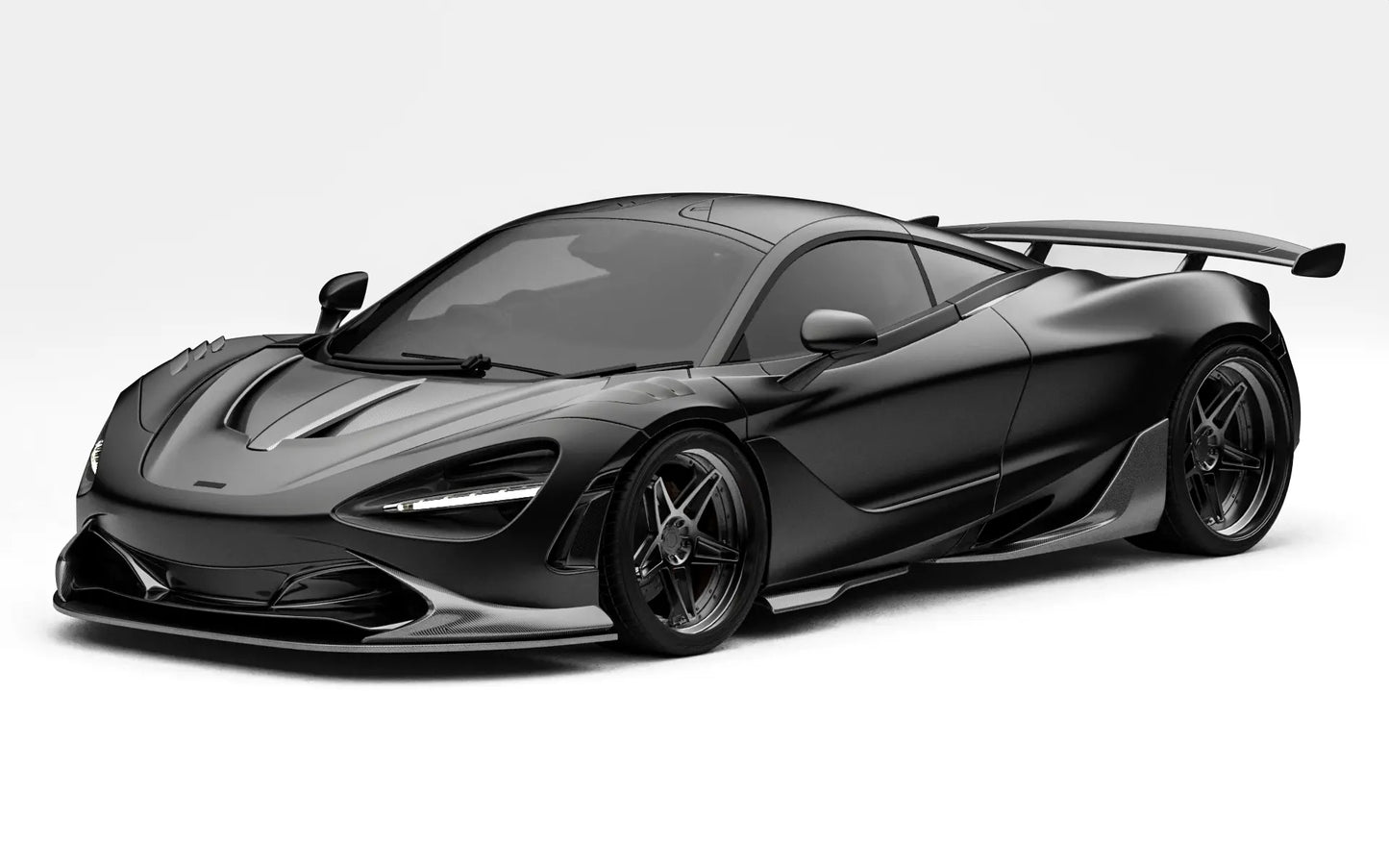 ZACOE McLaren 720S carbon fiber body kit front three quarter view