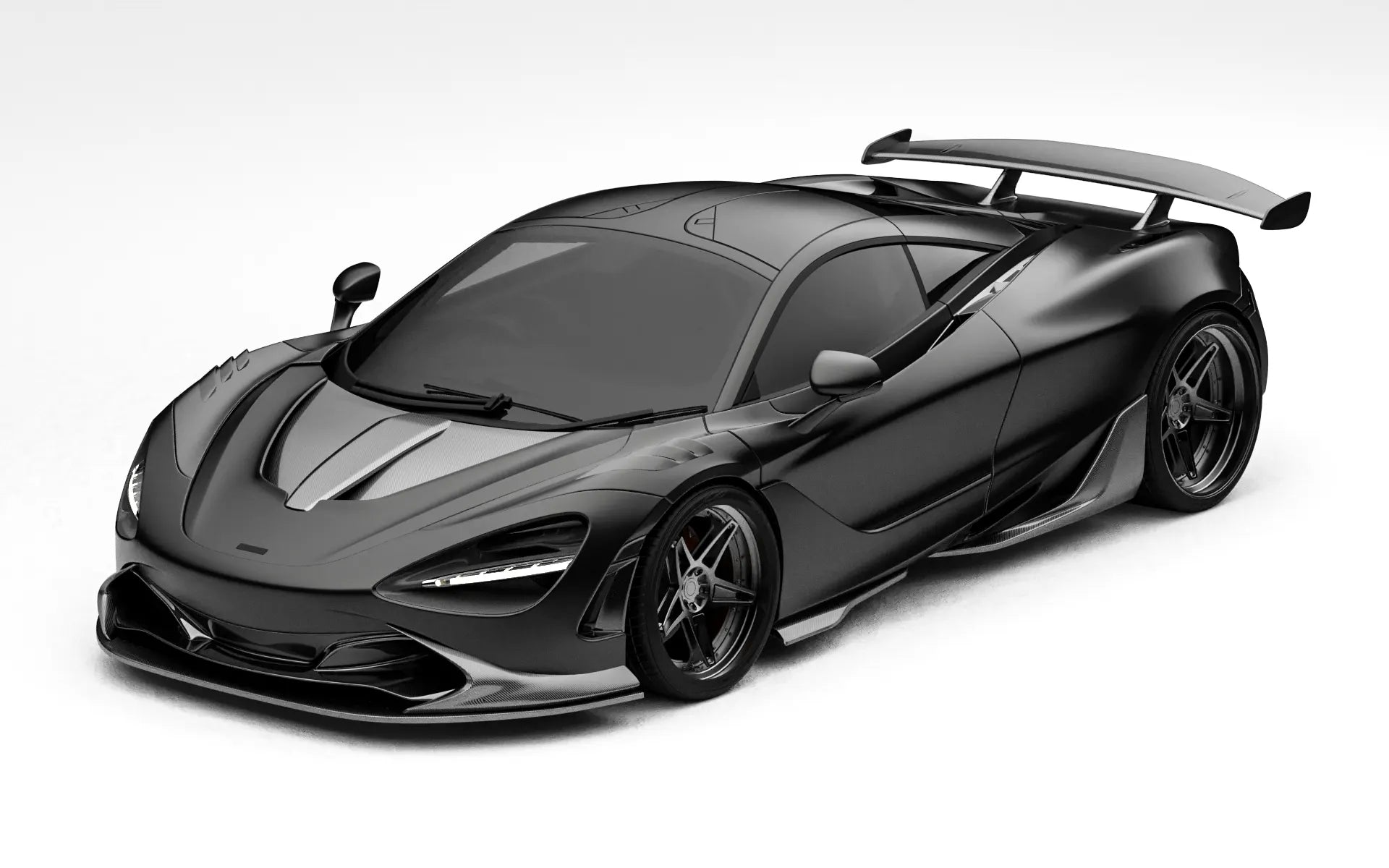 ZACOE McLaren 720S carbon fiber body kit front three quarter view