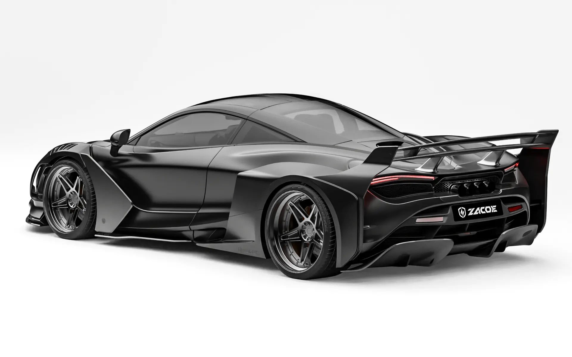 ZACOE McLaren 720S widebody carbon aero kit after rear three quarter view