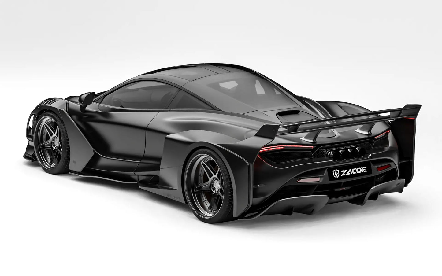 ZACOE McLaren 720S widebody carbon aero kit rear three quarter view