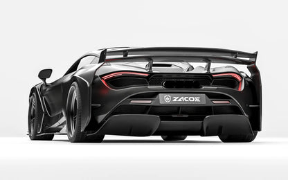 ZACOE McLaren 720S widebody carbon aero kit rear three quarter view