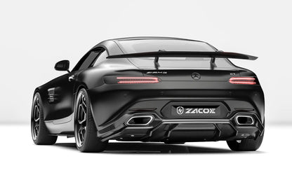 ZACOE Mercedes-AMG GT carbon fiber body kit rear three quarter view
