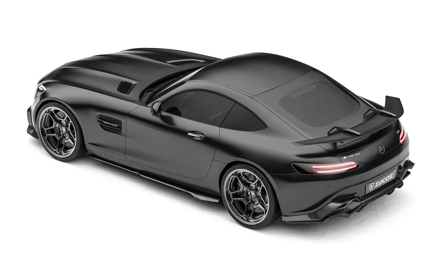 ZACOE Mercedes-AMG GT carbon fiber body kit rear three quarter view