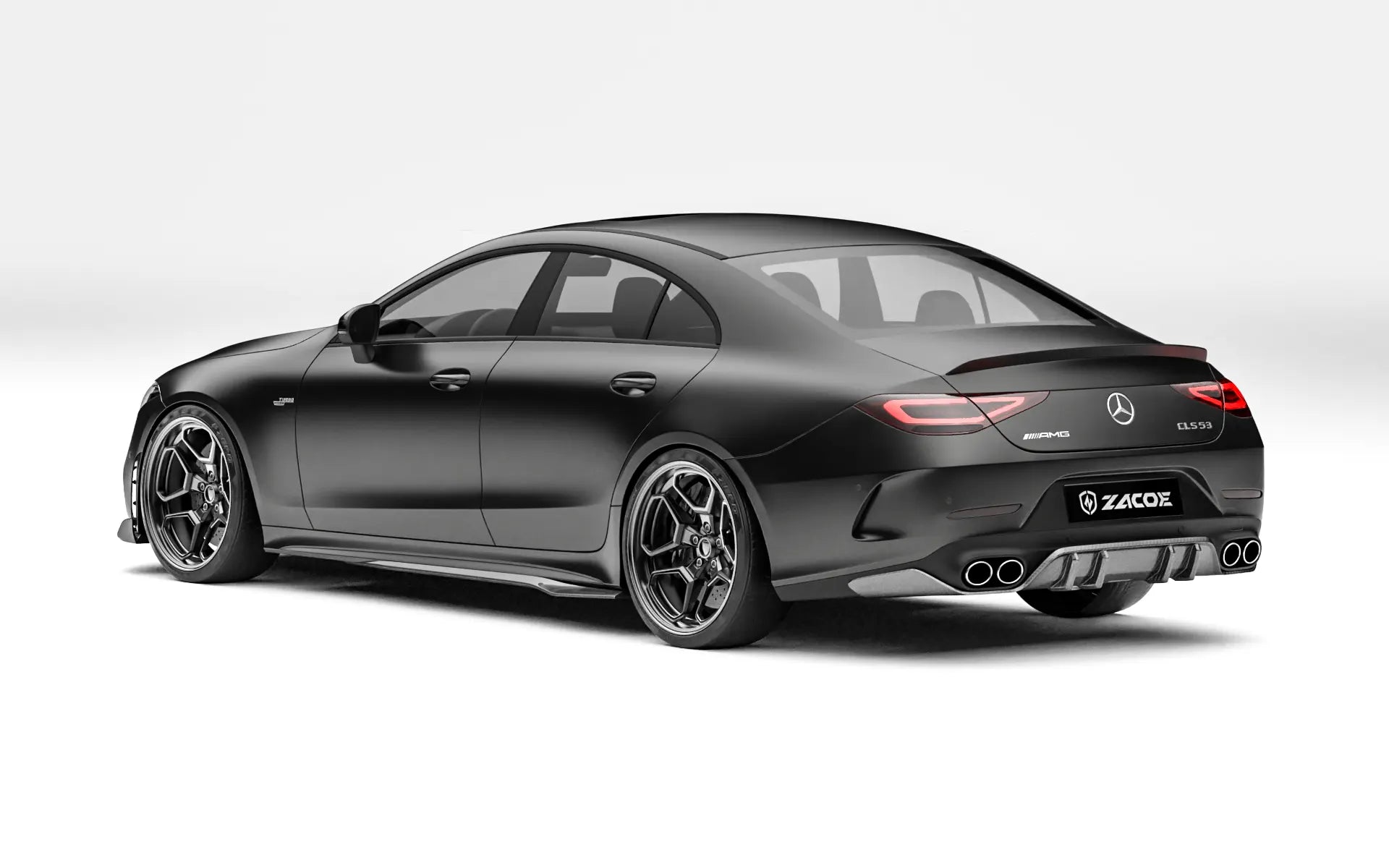ZACOE Mercedes-AMG CLS 53 carbon fiber body kit after rear three quarter view
