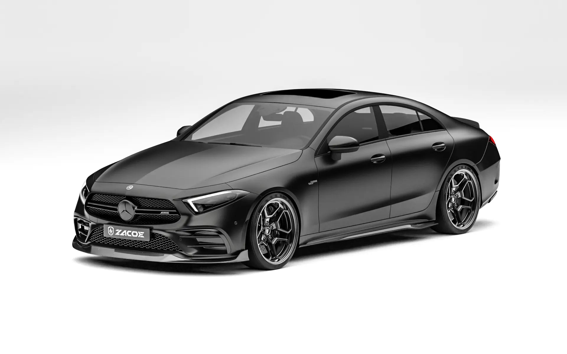 ZACOE Mercedes-AMG CLS 53 carbon fiber body kit after front three quarter view