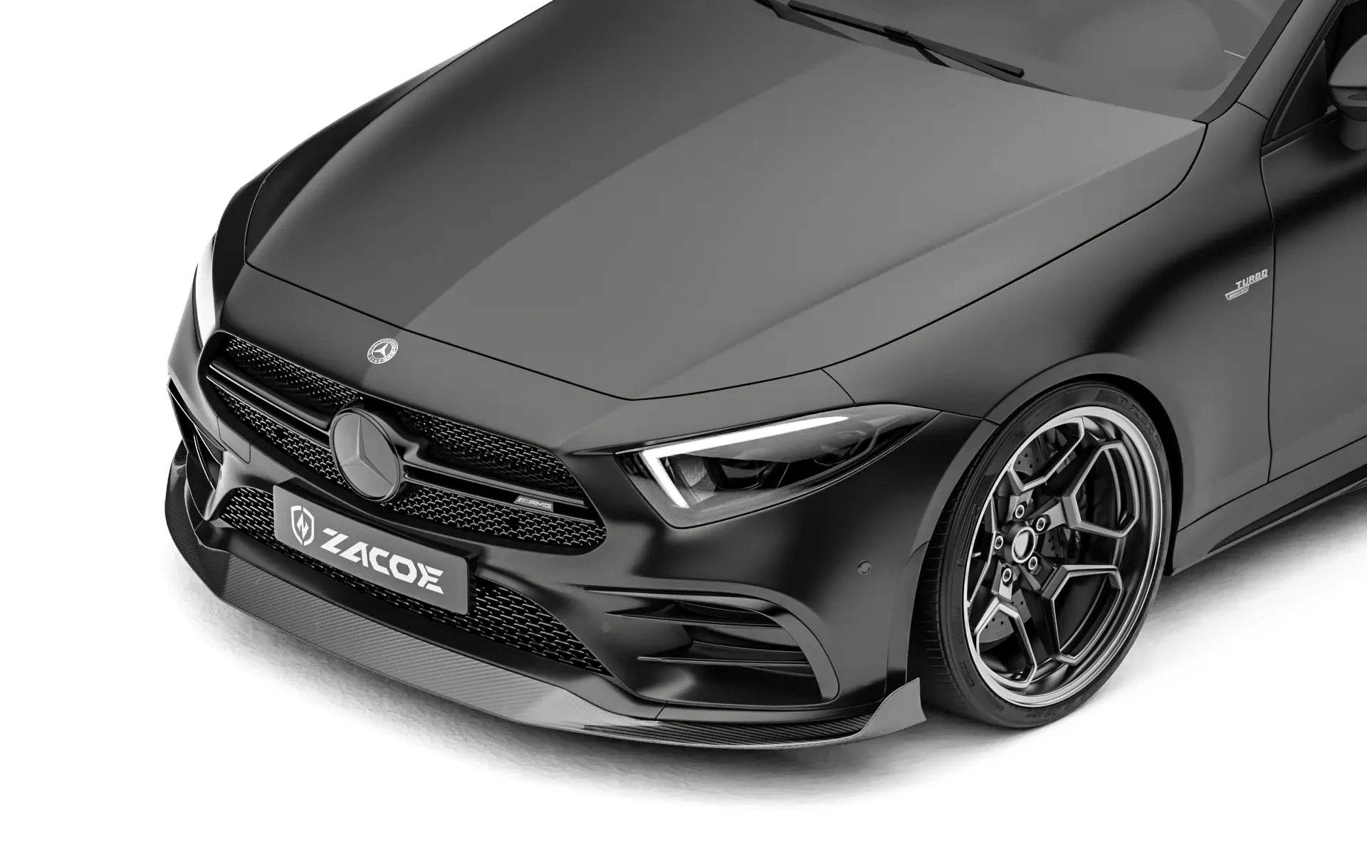 ZACOE Mercedes-AMG CLS 53 carbon fiber front splitter detail