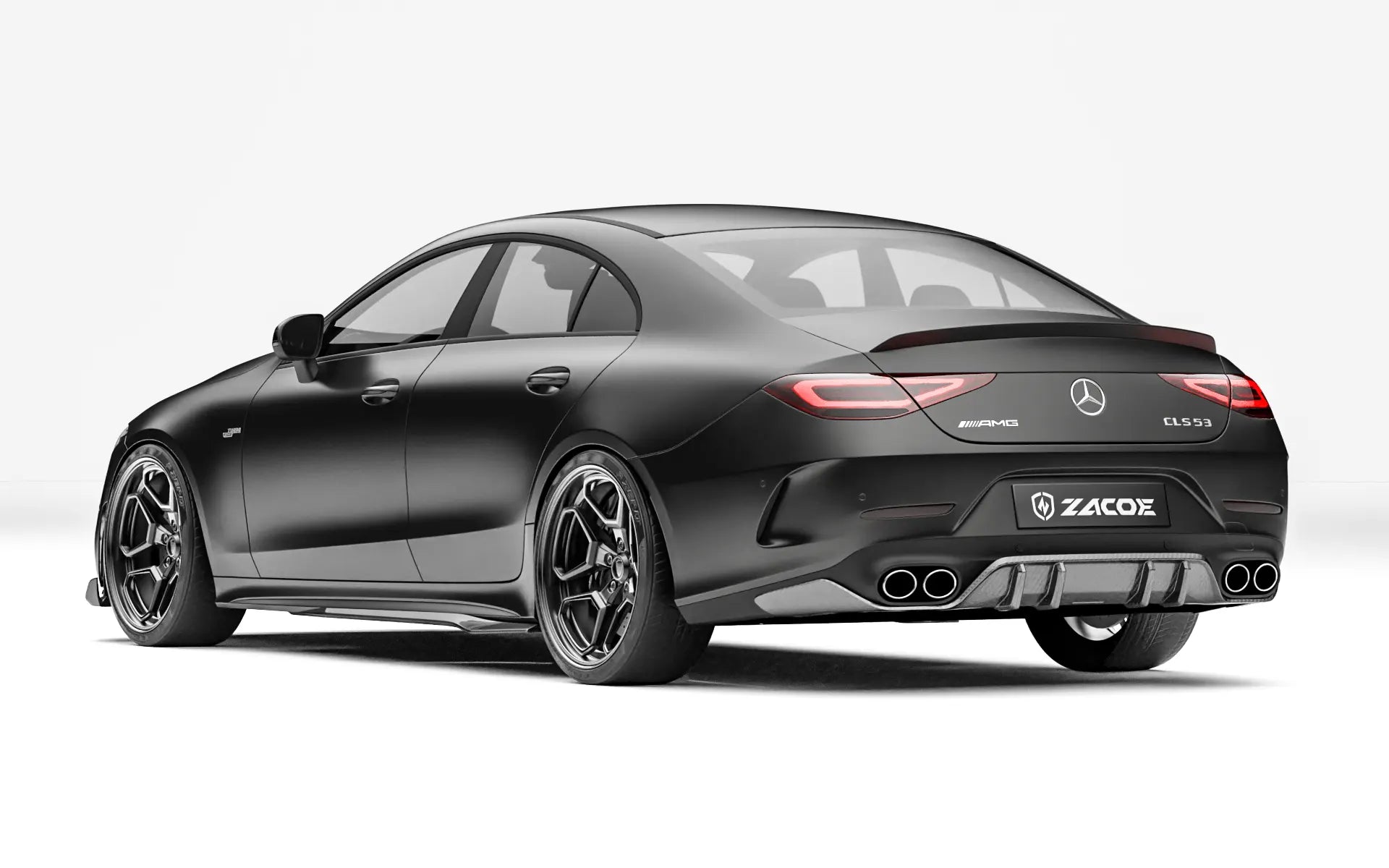 ZACOE Mercedes-AMG CLS 53 carbon fiber body kit rear three quarter view