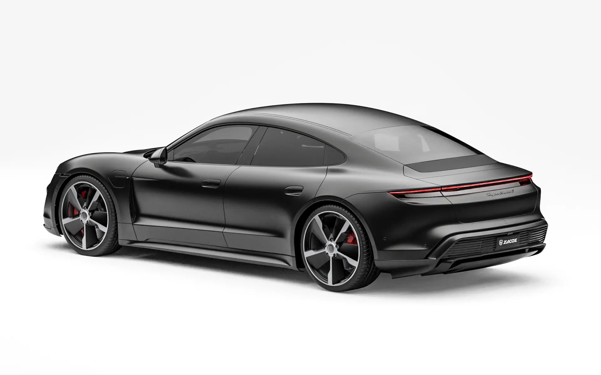 Porsche Taycan before carbon fiber body kit rear three quarter view