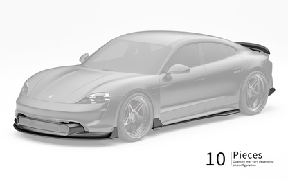 ZACOE Porsche Taycan carbon fiber body kit front three quarter view