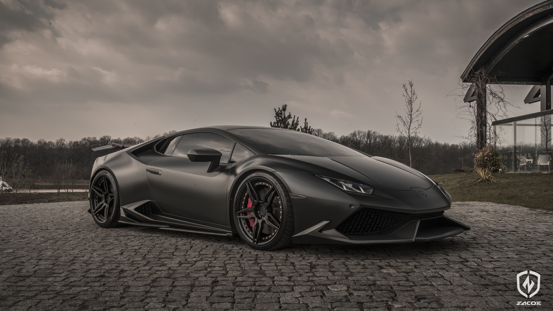 ZACOE carbon fiber front lip and side skirts for Lamborghini Huracan LP610-4.